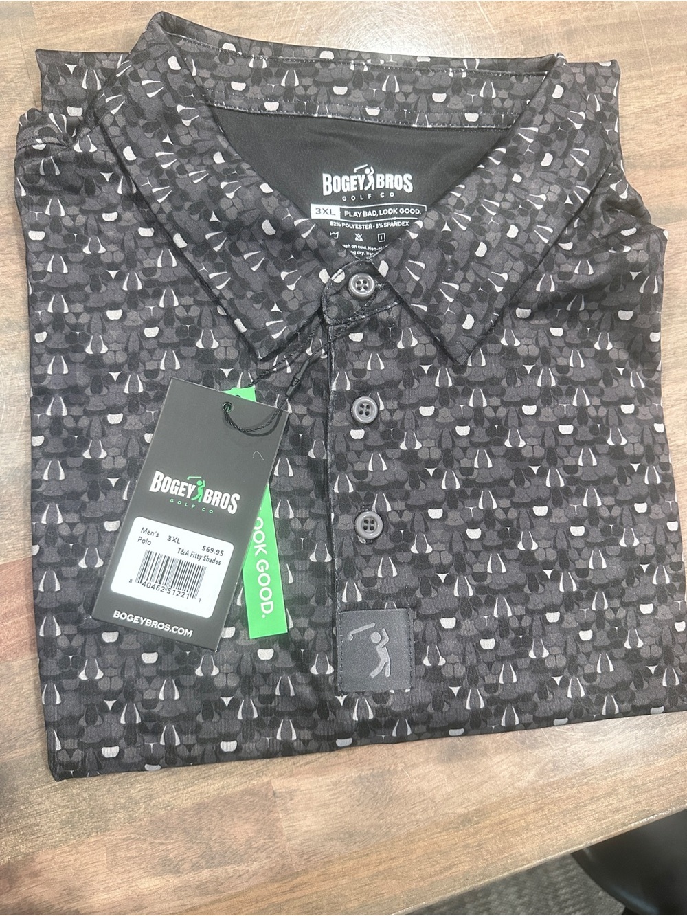 Bogey Bros Men’s Black Geo-Print Polo